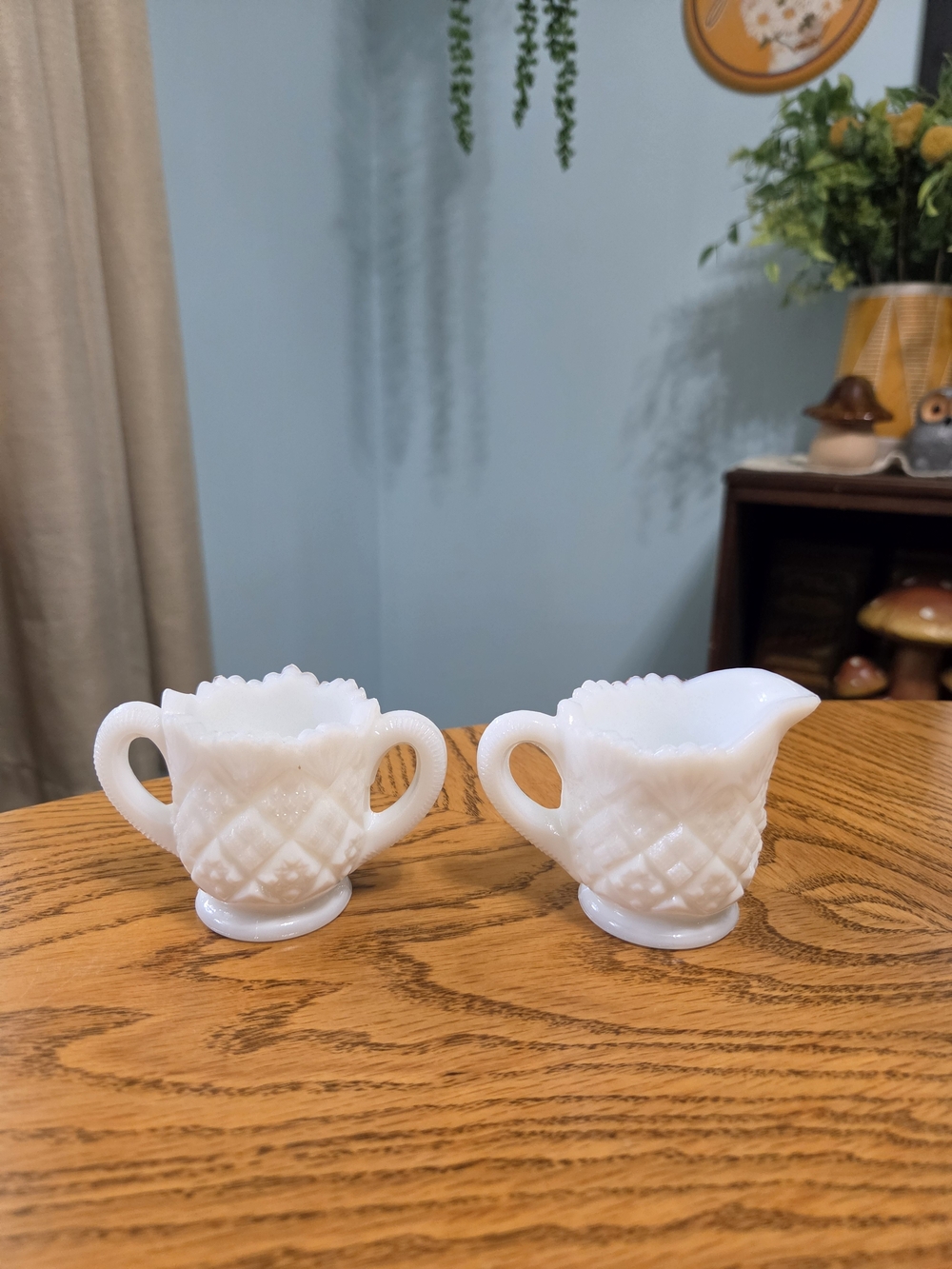 Vintage Westmoreland Milk Glass Thumbelina White Child Mini Creamer Sugar Set